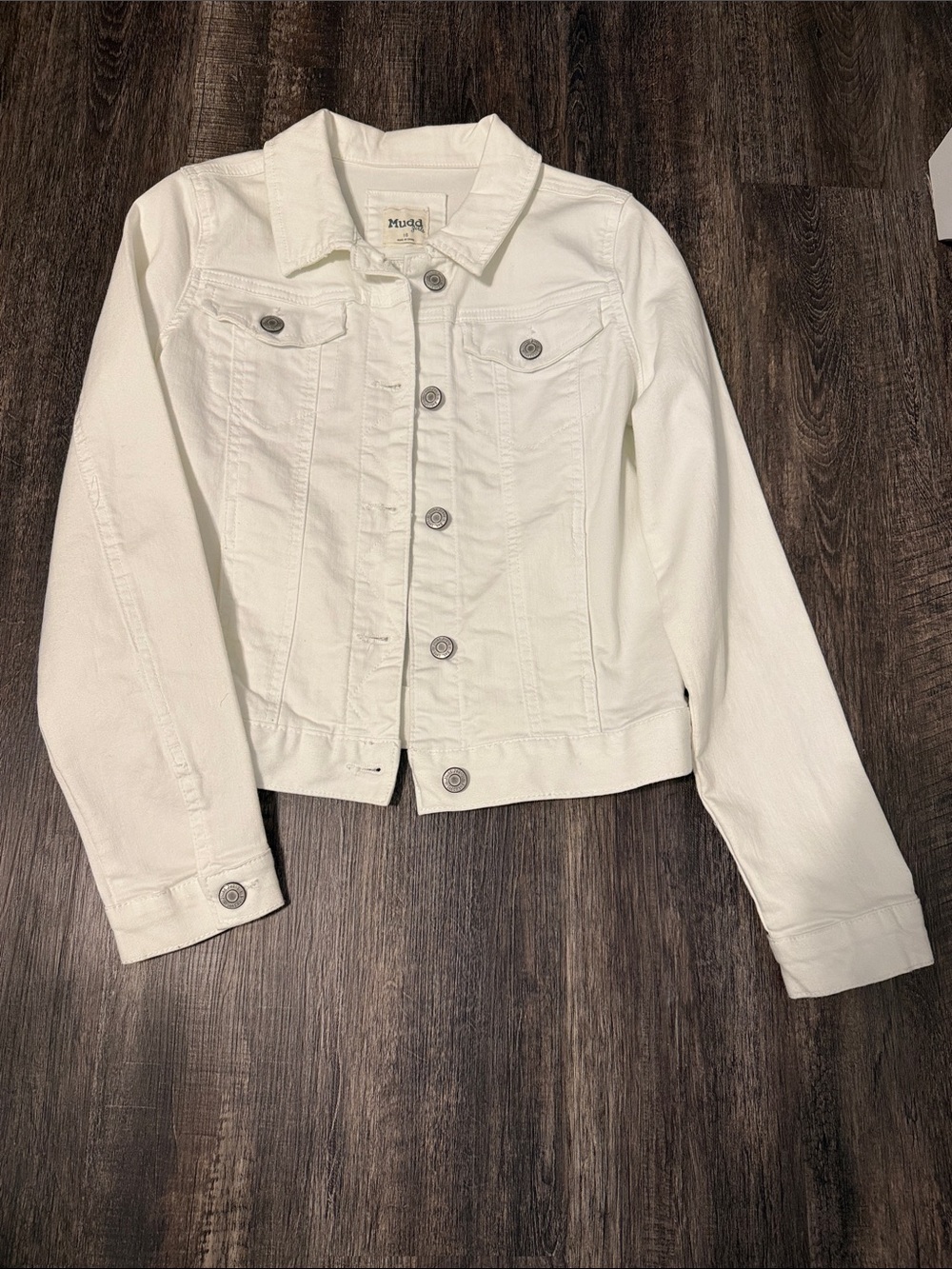 Mudd White Denim Jacket with Button-Front